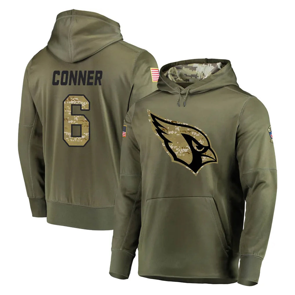 Tlead A.Cardinals #6 James Conner Player Olive Salute to Service Limited Hoodie Stitched Jerseys