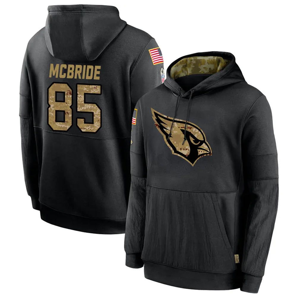 Tlead A.Cardinals #85 Trey McBride Player Black Salute to Service Hoodies Stitched Jerseys