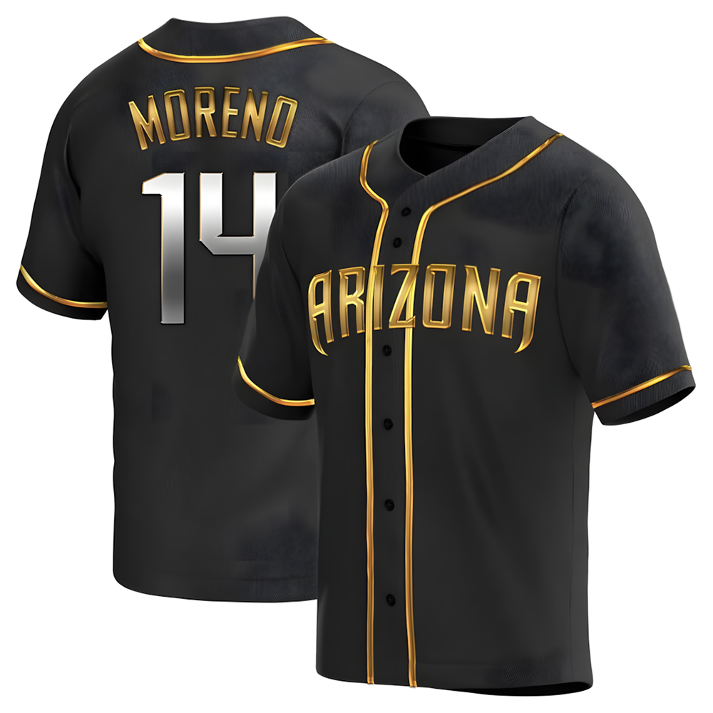 Tlead A.Diamondbacks #14 Gabriel Moreno Player Black Golden Replica Alternate Stitched Jerseys