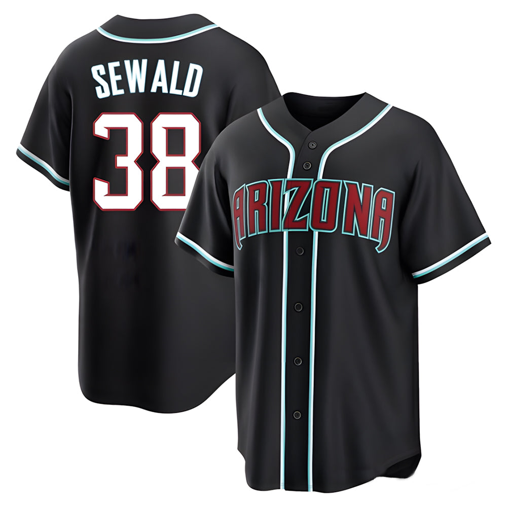 Tlead A.Diamondbacks #38 Paul Sewald Player  Black Replica Fashion Out Stitched Jersey