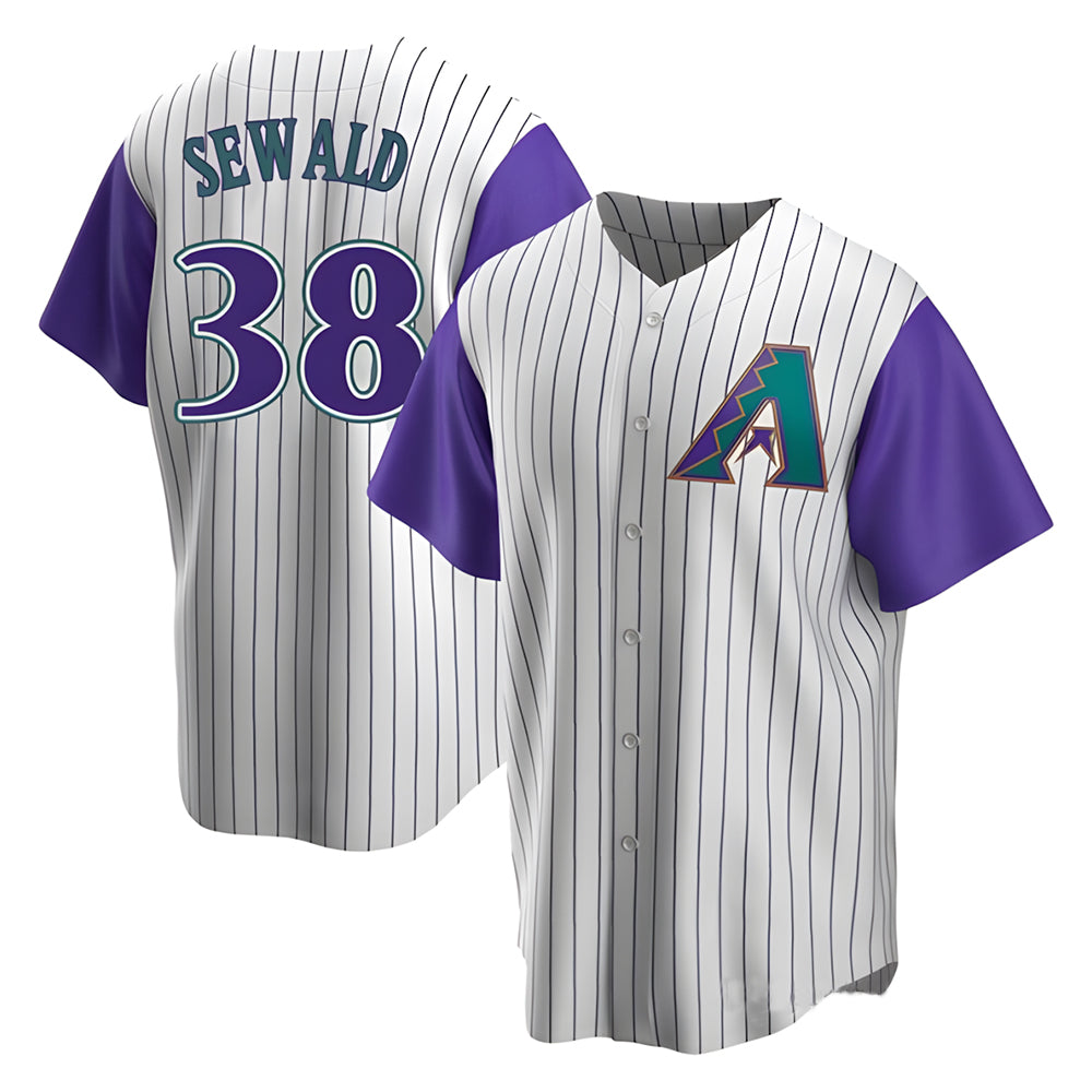 Tlead A.Diamondbacks #38 Paul Sewald Player  Cream Purple Alternate Cooperstown Collection Stitched Jersey
