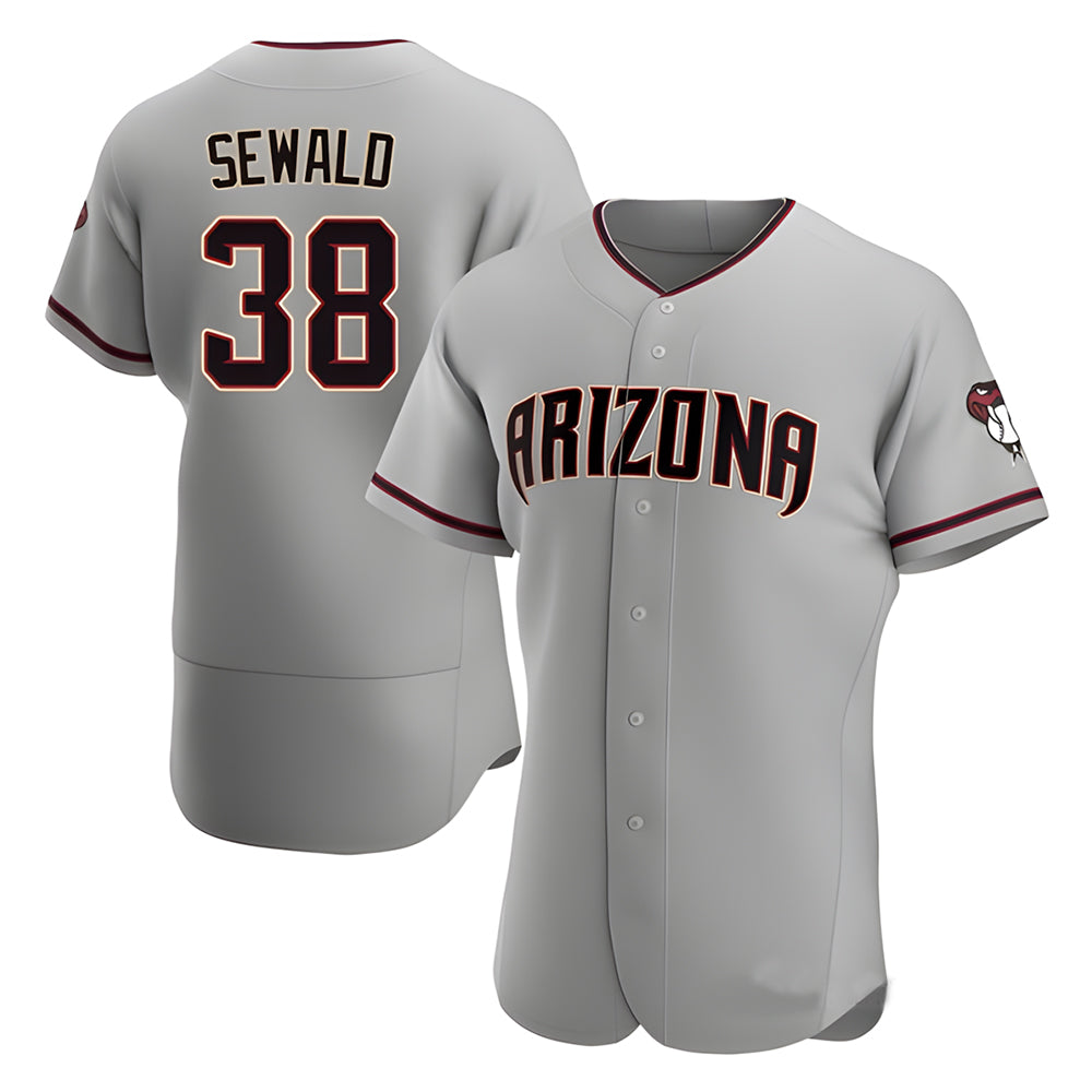 Tlead A.Diamondbacks #38 Paul Sewald Player Gray Authentic Road Stitched Jersey