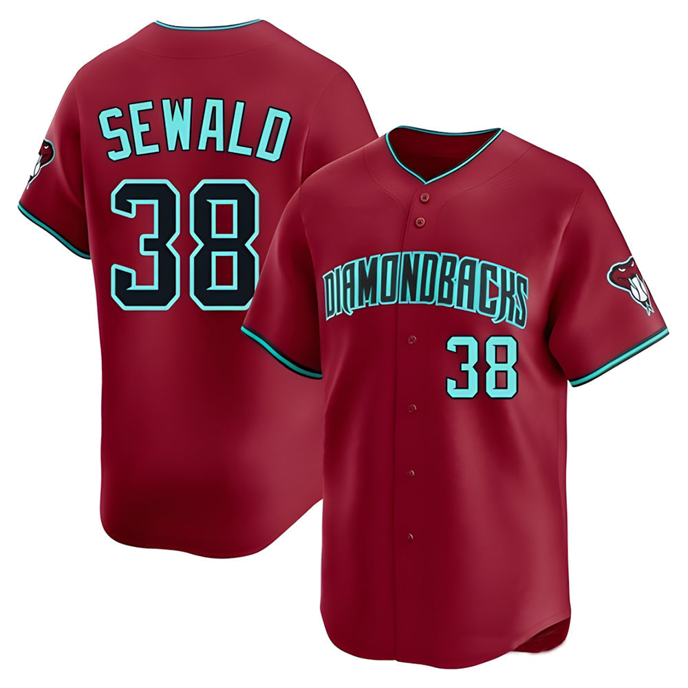 Tlead A.Diamondbacks #38 Paul Sewald Player Red Limited Alternate Stitched Jersey