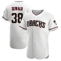 Tlead A.Diamondbacks #38 Paul Sewald Player White Authentic Crimson Home Stitched Jersey