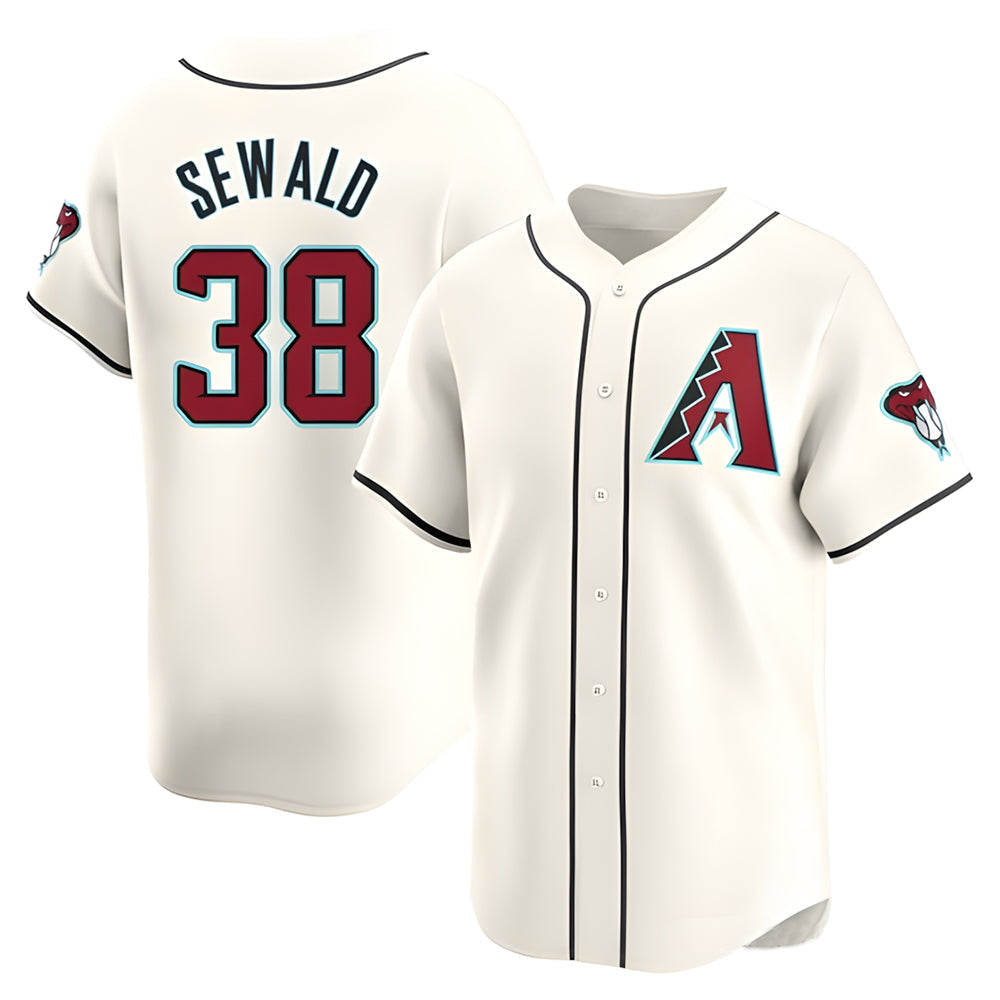 Tlead A.Diamondbacks #38 Paul Sewald Player White Limited Home Stitched Jersey