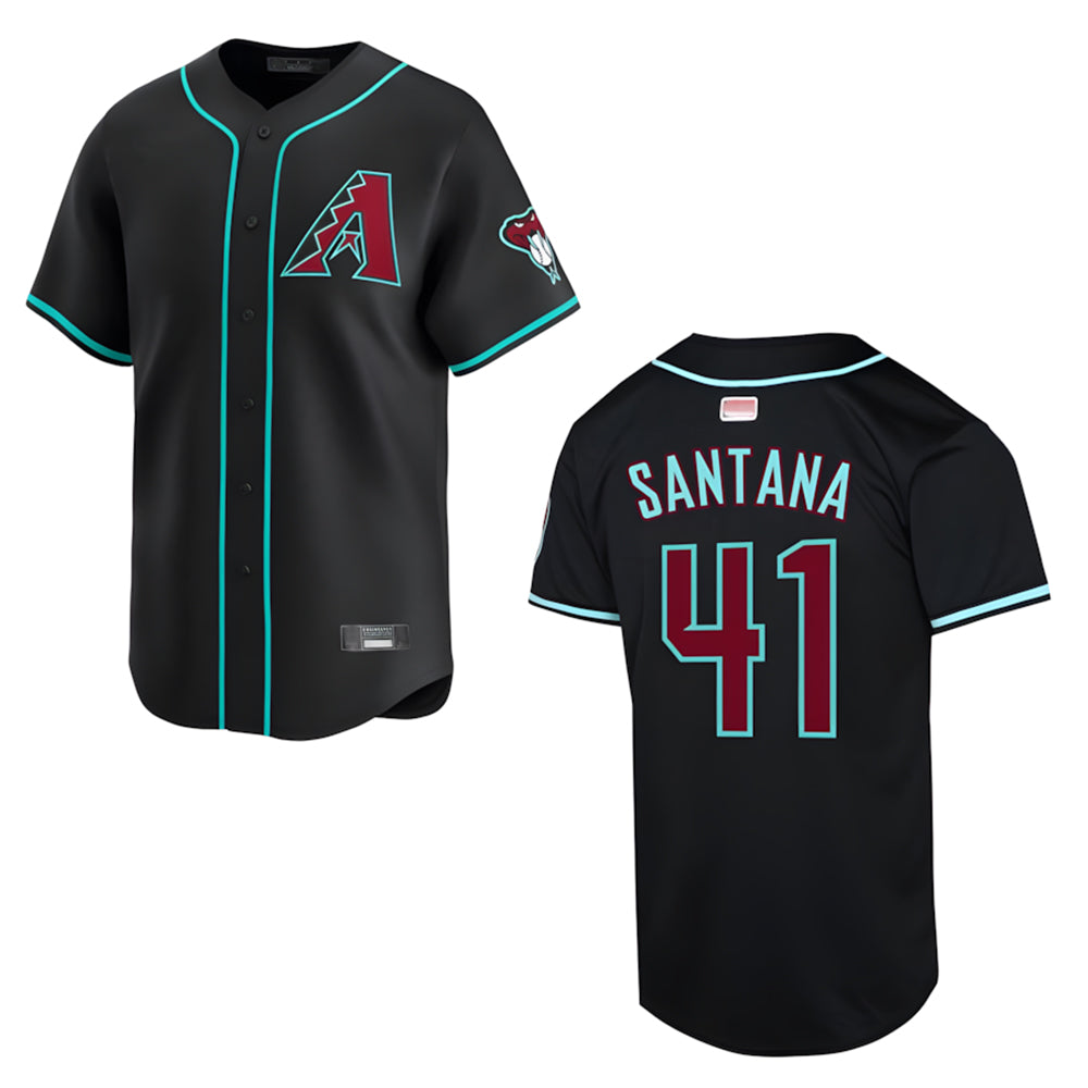 Tlead A.Diamondbacks #41 Carlos Santana Player Black Player game time Stitched Jersey
