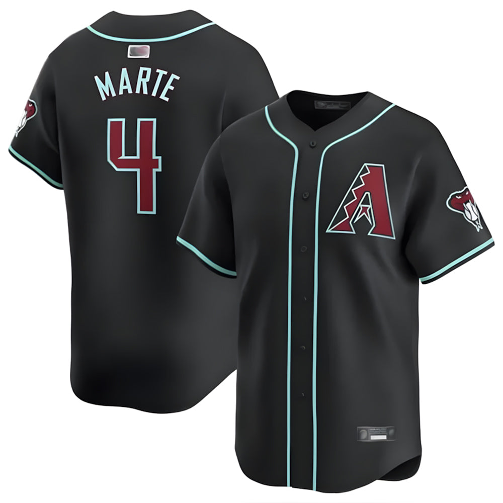 Tlead A.Diamondbacks #4 Ketel Marte Player Black Replica Game Stitched Jerseys
