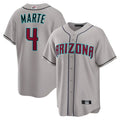 Tlead A.Diamondbacks #4 Ketel Marte Player Gray Home Game Stitched Jerseys