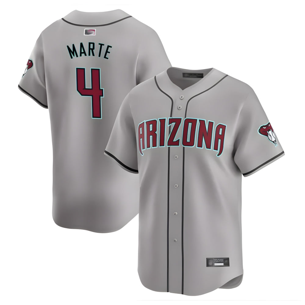 Tlead A.Diamondbacks #4 Ketel Marte Player Gray Replica Game Stitched Jerseys