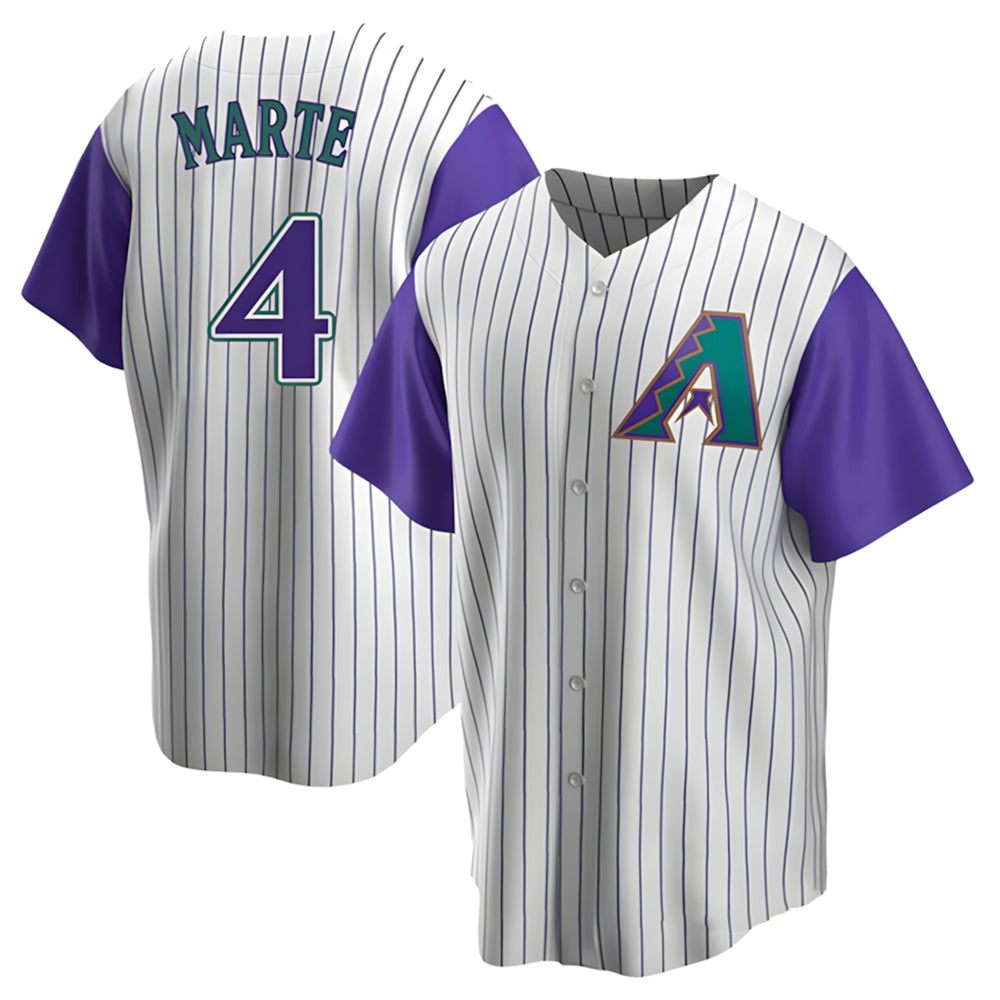 Tlead A.Diamondbacks #4 Ketel Marte Player White-Purple Limited Stitched Jerseys