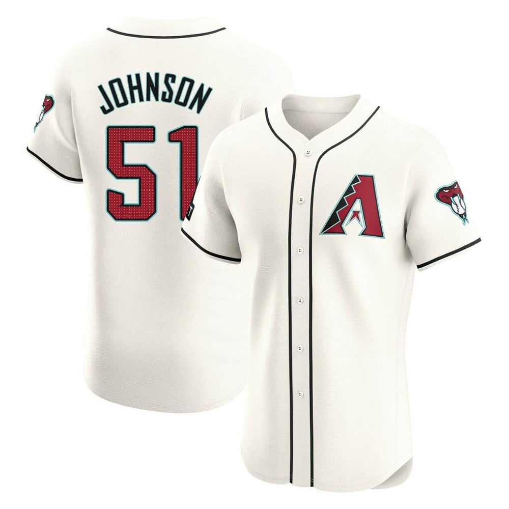 Tlead A.Diamondbacks #51 Randy Johnson Player Cream Elite Home Patch Stitched Jerseys