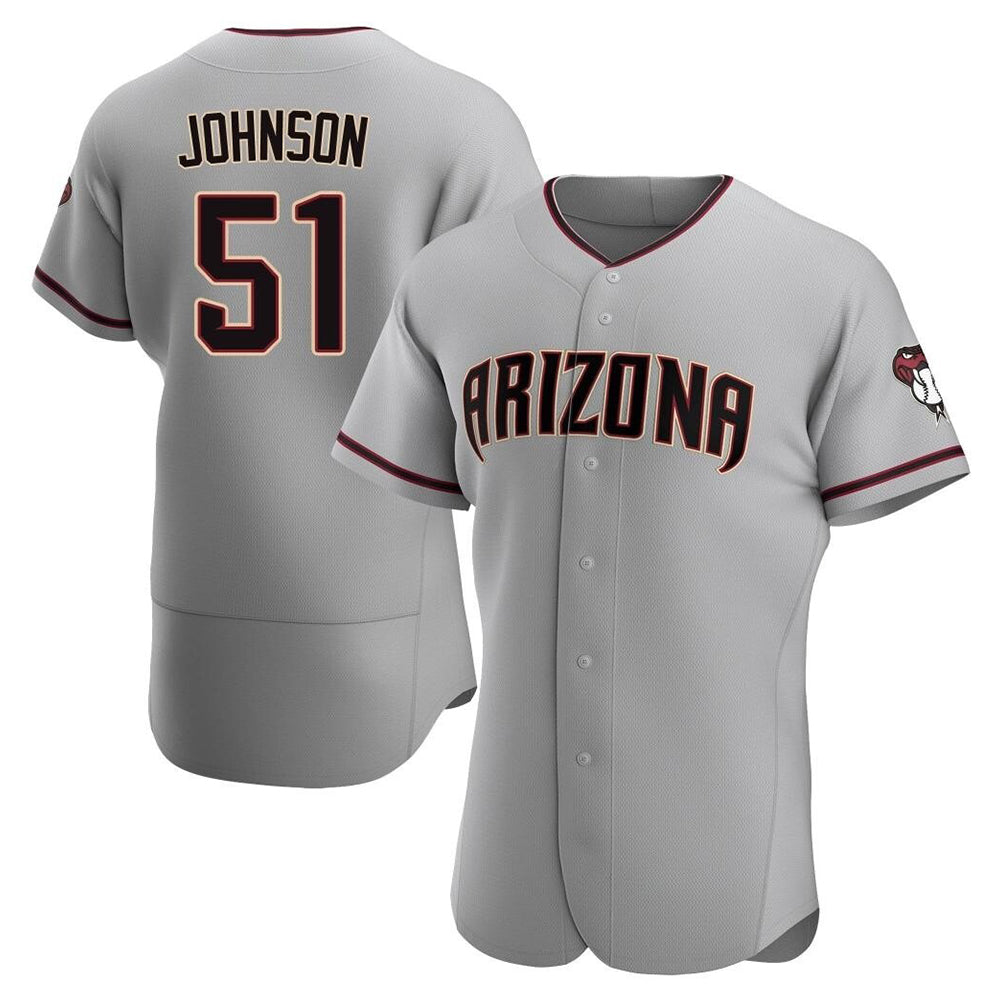 Tlead A.Diamondbacks #51 Randy Johnson Player Gray Authentic Road Stitched Jerseys