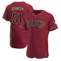 Tlead A.Diamondbacks #51 Randy Johnson Red Authentic Crimson Alternate Stitched Jerseys