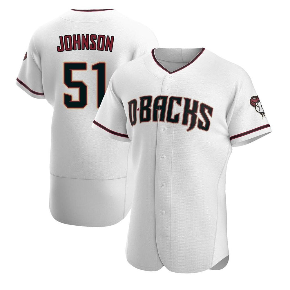 Tlead A.Diamondbacks #51 Randy Johnson White Authentic Crimson Home Stitched Jerseys