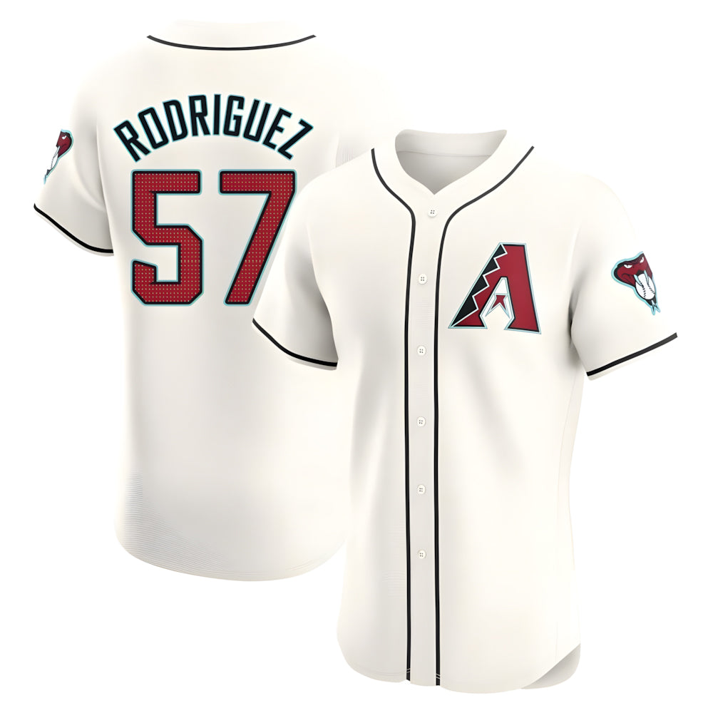 Tlead A.Diamondbacks #57 Eduardo Rodriguez Player Cream Elite Home Stitched Jersey