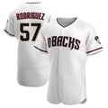 Tlead A.Diamondbacks #57 Eduardo Rodriguez Player White Crimson Home Stitched Jersey