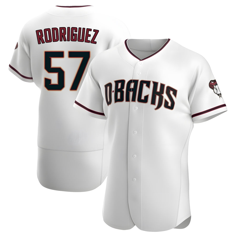 Tlead A.Diamondbacks #57 Eduardo Rodriguez Player White Crimson Home Stitched Jersey
