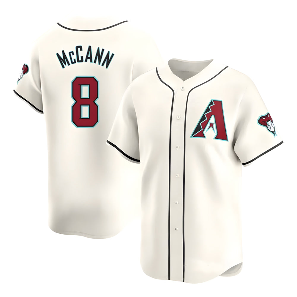 Tlead A.Diamondbacks #8 James McCann Player White Red Limited Home Stitched Jersey