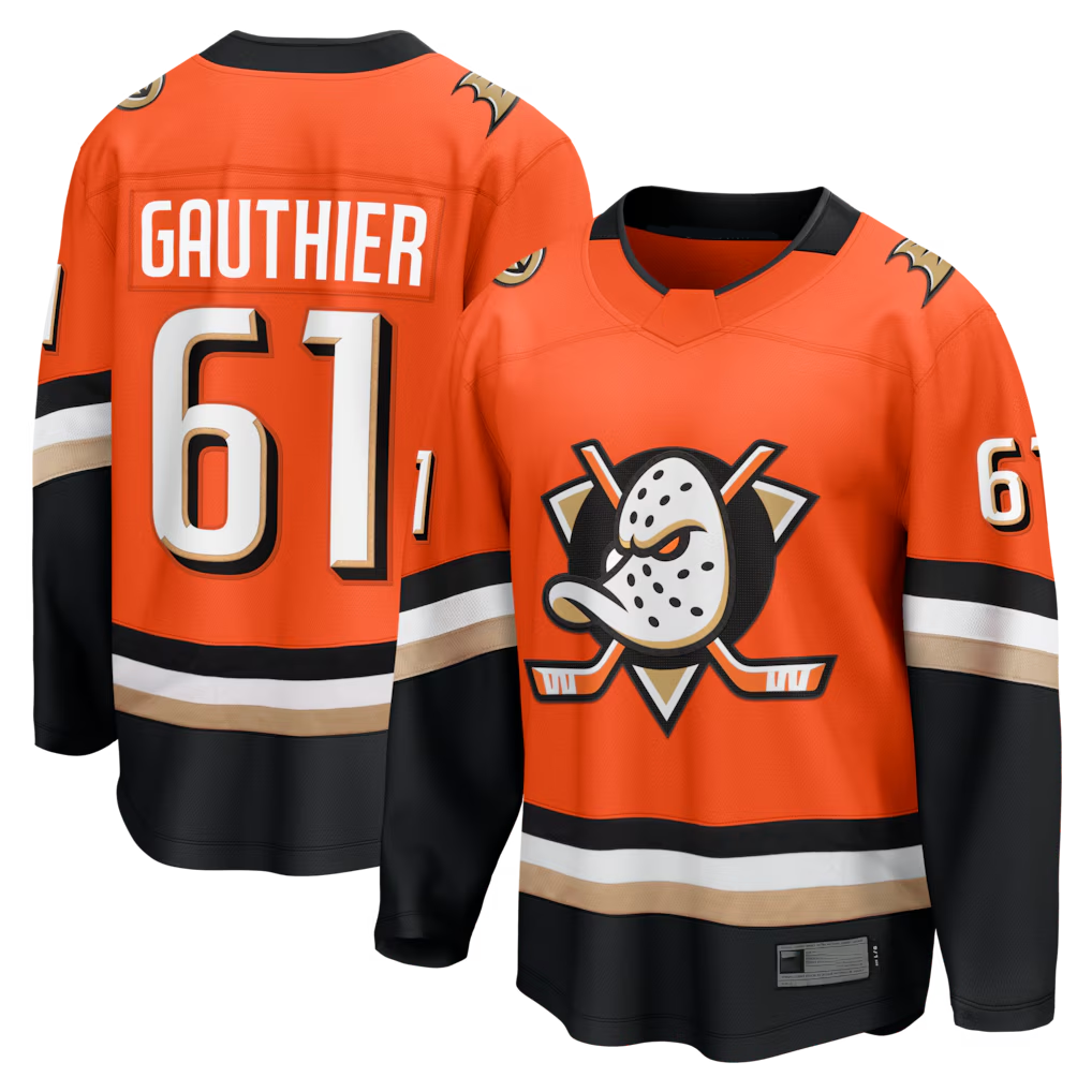 Tlead A.Ducks #61 Cutter Gauthier Orange Home Breakaway Jerseys