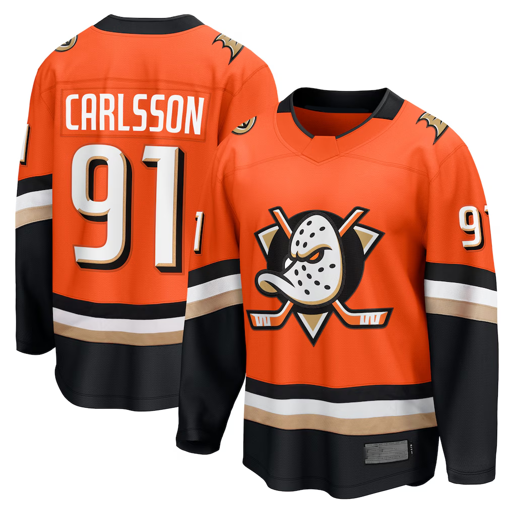 Tlead A.Ducks #91 Leo Carlsson Orange Home Breakaway Jerseys
