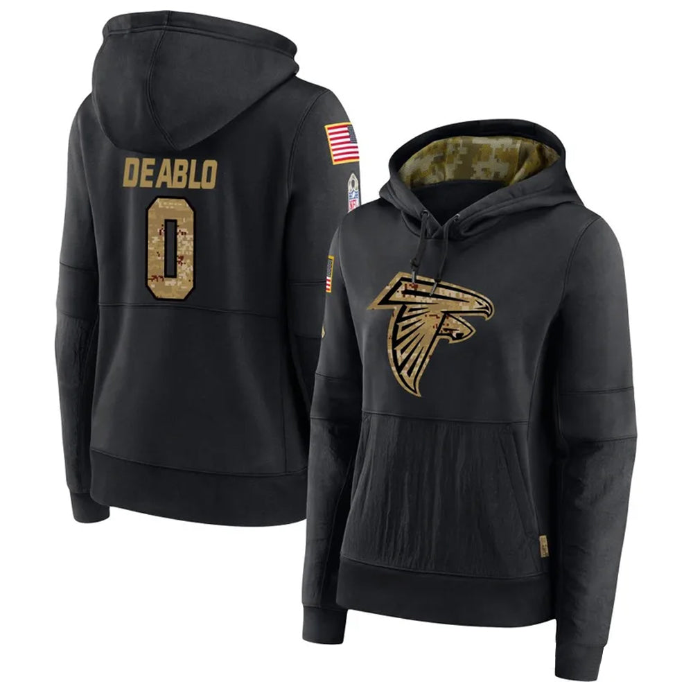 Tlead A.Falcons #0 Divine Deablo Player Black Salute to Service Hoodies Stitched Jerseys