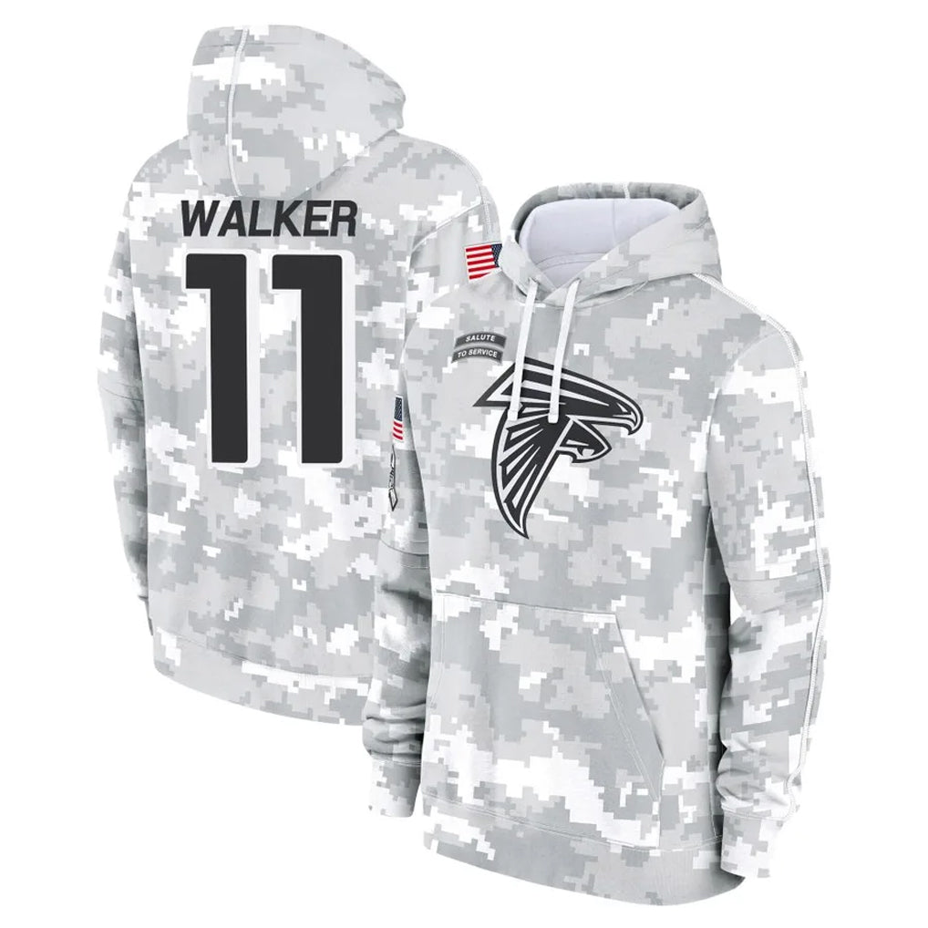 Tlead A.Falcons #11 Jalon Walker Player Arctic Camo Salute to Service Limited Hoodie Stitched Jerseys