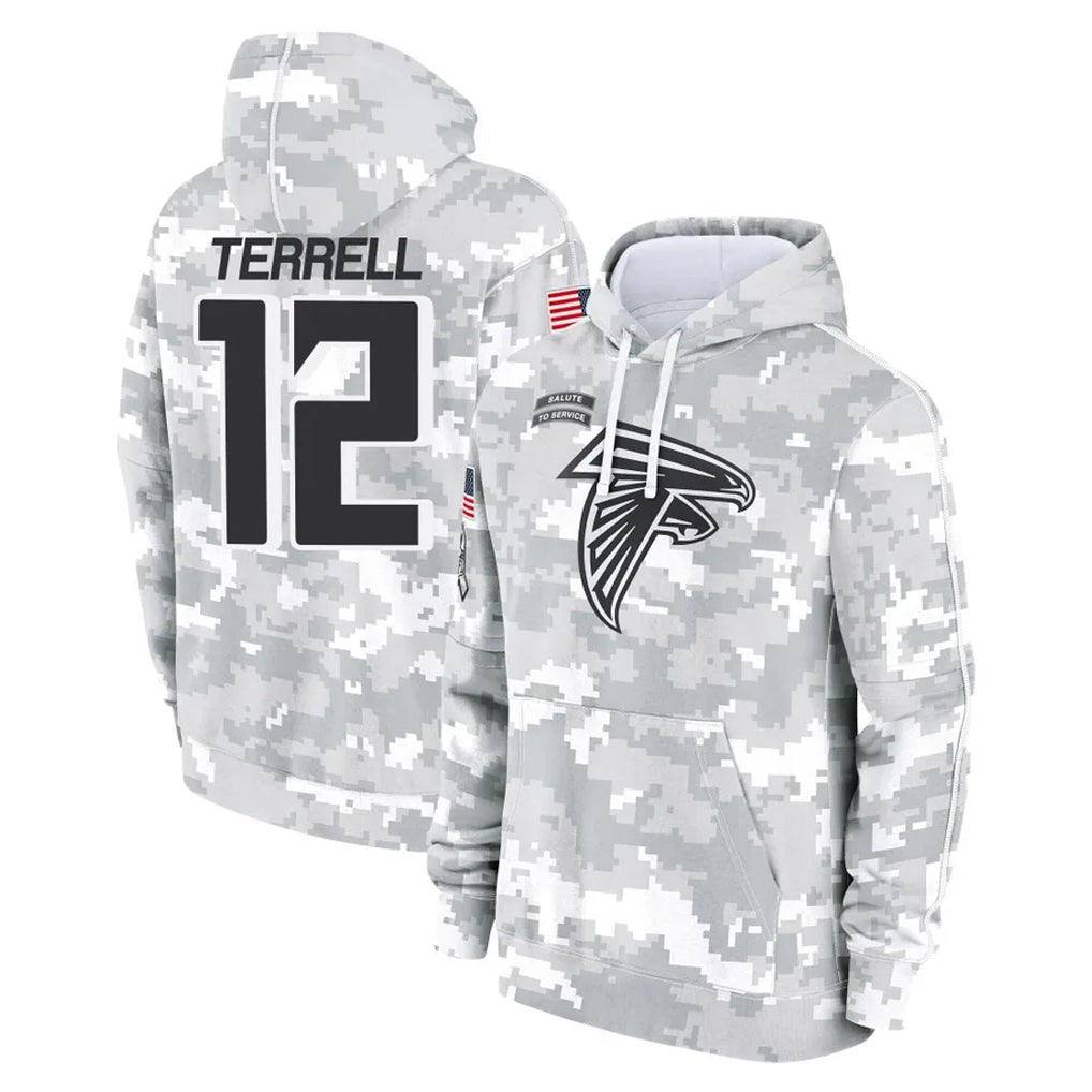 Tlead A.Falcons #12 Avieon Terrell Player Arctic Camo Salute to Service Limited Hoodie Stitched Jerseys