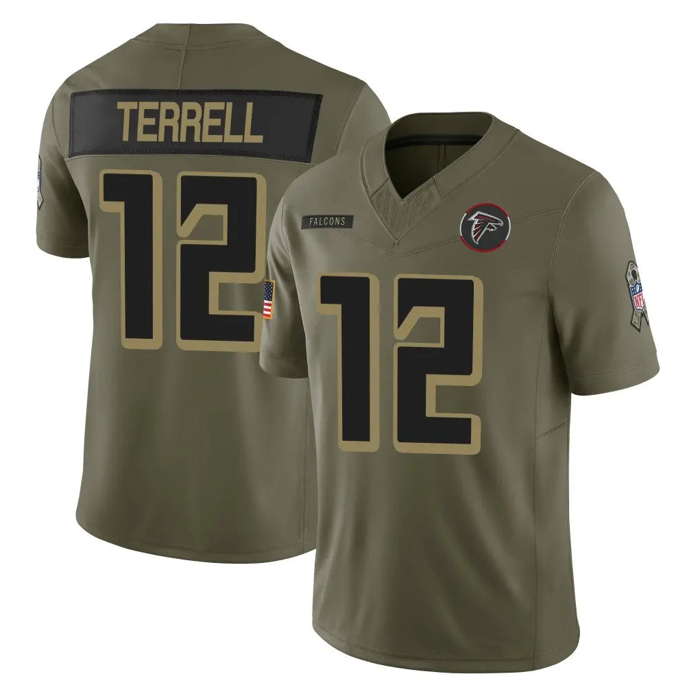 Tlead A.Falcons #12 Avieon Terrell Player Olive Salute To Service Limited Home Game Stitched Jerseys