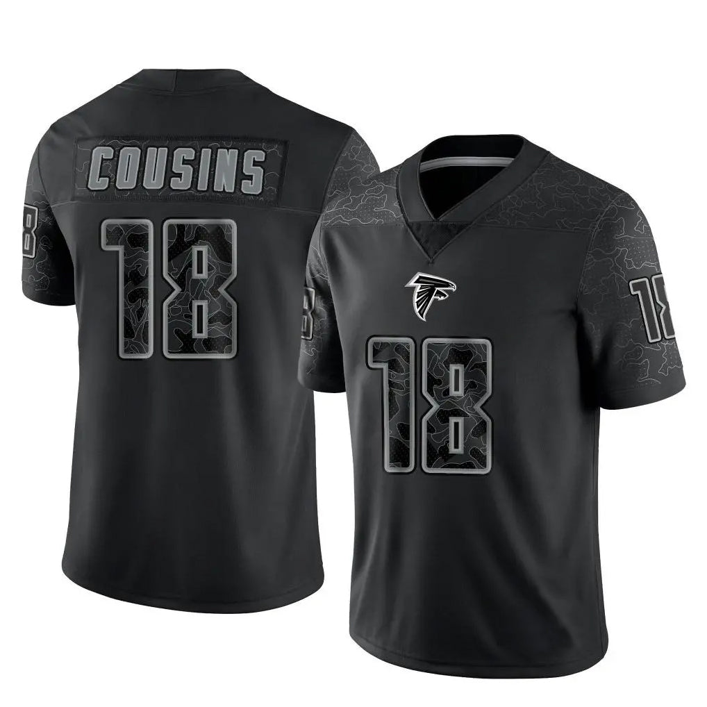 Tlead A.Falcons #18 Kirk Cousins Player Black RFLCTV Limited Stitched Jerseys