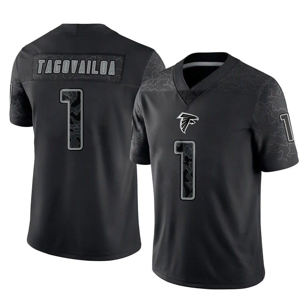 Tlead A.Falcons #1 Tua Tagovailoa Player Black RFLCTV Limited Game Stitched Jerseys