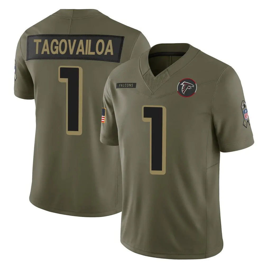 Tlead A.Falcons #1 Tua Tagovailoa Player Olive Salute To Service Limited Home Game Stitched Jerseys