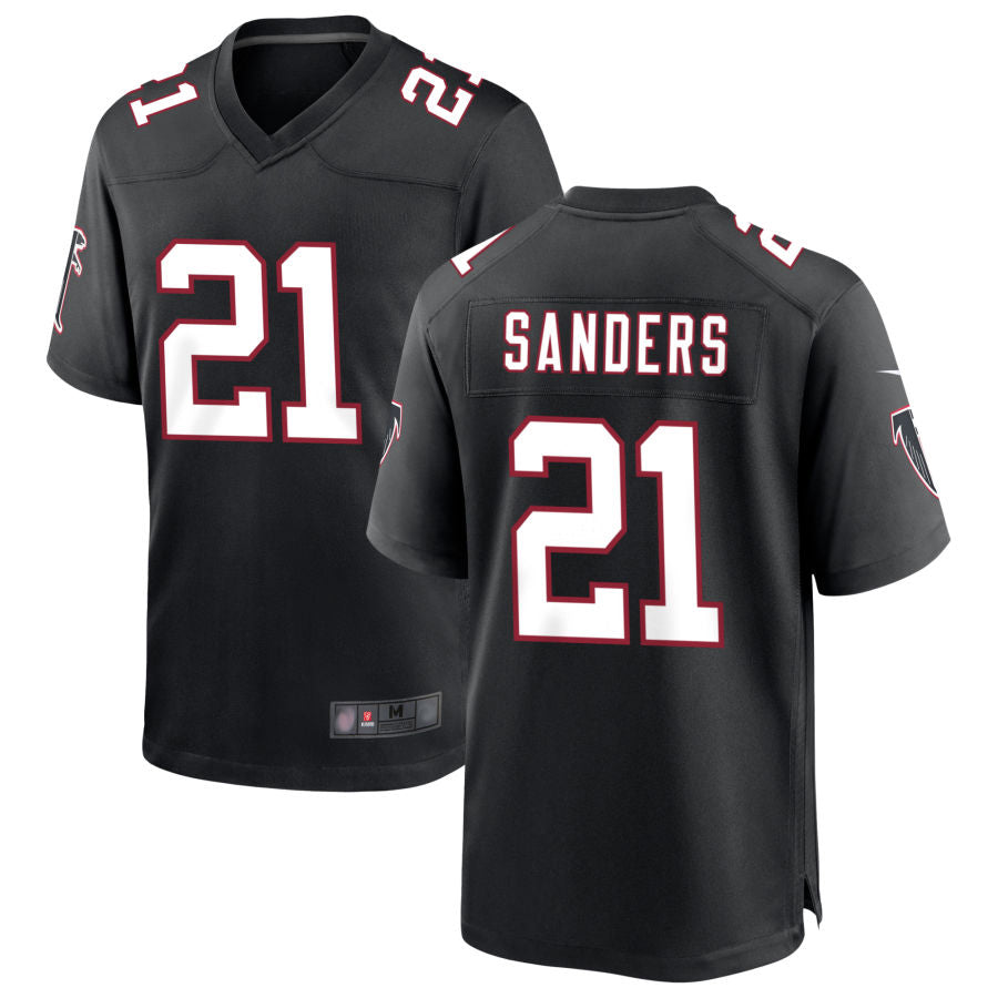 Tlead A.Falcons #21 Deion Sanders Player Black Throwback Limited Stitched Jerseys
