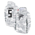 Tlead A.Falcons #5 Drake London Player Camo Arctic Salute to Service Hoodies Limited Stitched Jerseys
