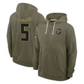 Tlead A.Falcons #5 Drake London Player Olive 2025 Salute to Service Hoodies Stitched Jerseys
