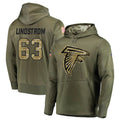 Tlead A.Falcons #63 Chris Lindstrom Player Olive Salute to Service Club Fleece Hoodie Stitched Jerseys