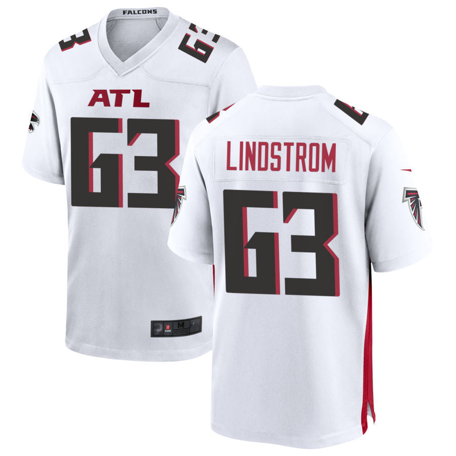 Tlead A.Falcons #63 Chris Lindstrom Player White Home Game Football Stitched Jerseys