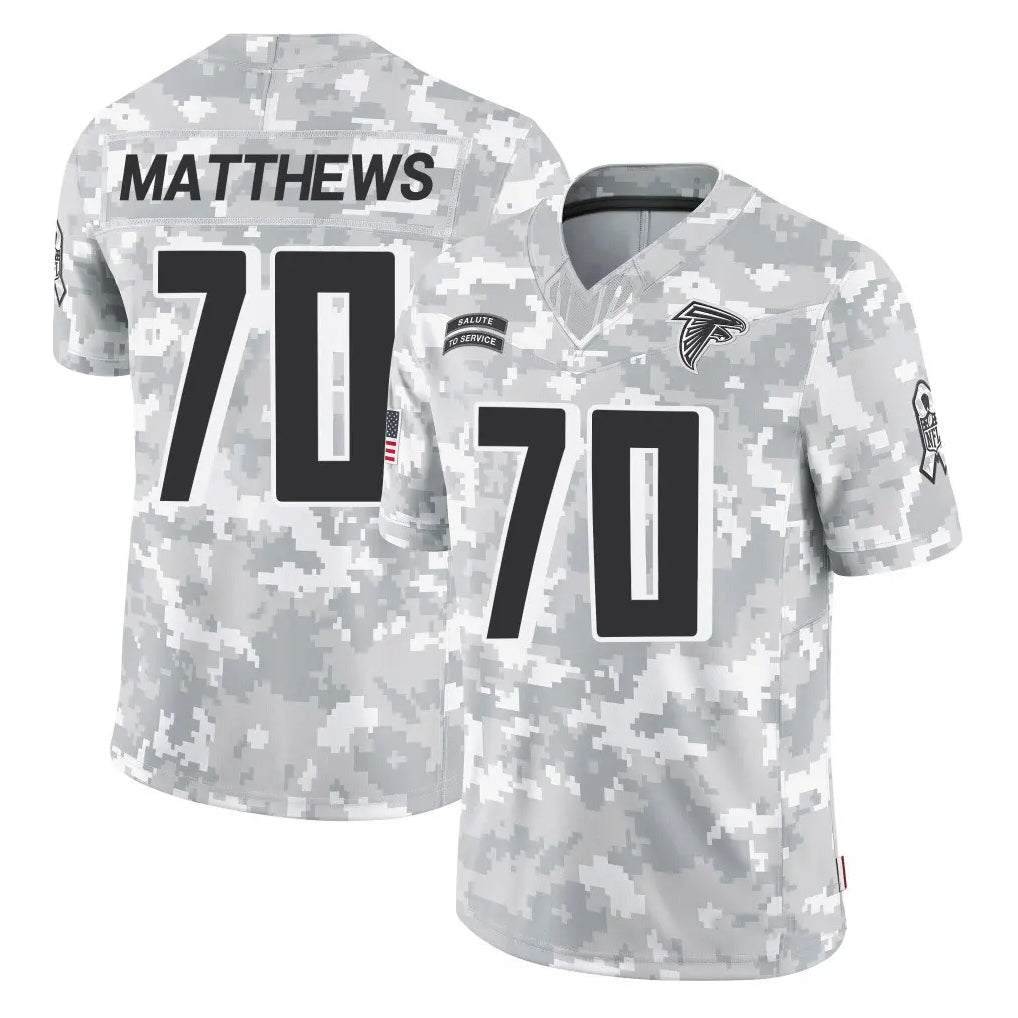 Tlead A.Falcons #70 Jake Matthews Player Arctic Camo Salute to Service Limited Stitched Jerseys