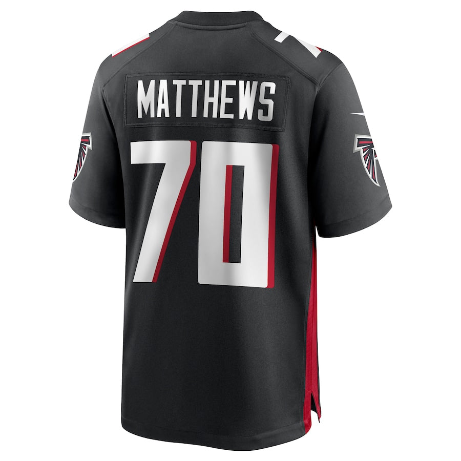 Tlead A.Falcons #70 Jake Matthews Player Black Home Game Stitched Jerseys