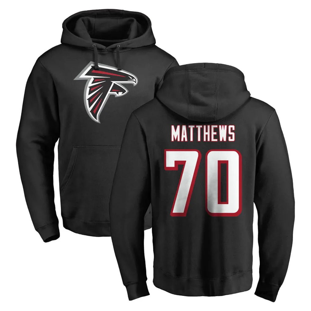 Tlead A.Falcons #70 Jake Matthews Player Black Salute to Service Hoodies Stitched Jerseys