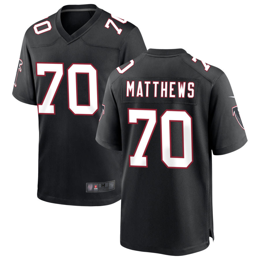 Tlead A.Falcons #70 Jake Matthews Player Black Throwback Game Stitched Jerseys