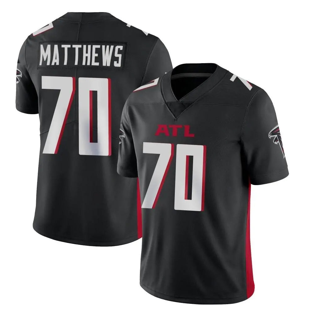 Tlead A.Falcons #70 Jake Matthews Player Black Vapor Untouchable Limited Home Game Stitched Jerseys