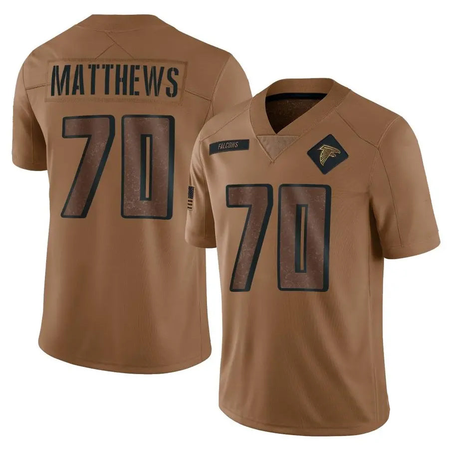 Tlead A.Falcons #70 Jake Matthews Player Brown Salute To Service Limited Stitched Jerseys