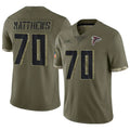 Tlead A.Falcons #70 Jake Matthews Player Olive Salute To Service Limited Stitched Jerseys