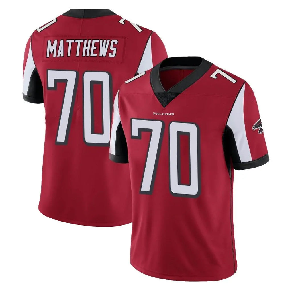 Tlead A.Falcons #70 Jake Matthews Player Red Color Vapor Untouchable Limited Home Game Stitched Jerseys