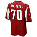 Tlead A.Falcons #70 Jake Matthews Player Red Game Stitched Jerseys