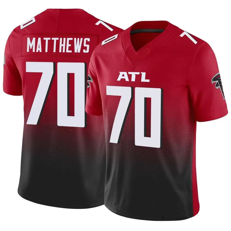 Tlead A.Falcons #70 Jake Matthews Player Red Vapor F.U.S.E. Limited Stitched Jerseys