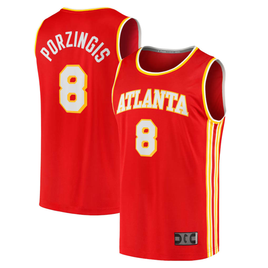 Tlead A.Hawks #8 Kristaps Porzi??is Red Fast Break Replica Jerseys - Icon Edition