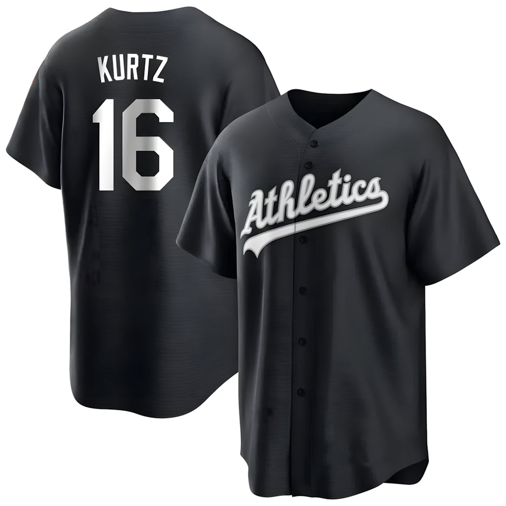 Tlead Athletics #16 Nick Kurtz Player Black Game Stitched Jerseys