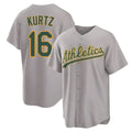 Tlead Athletics #16 Nick Kurtz Player Gray Home Game Stitched Jerseys