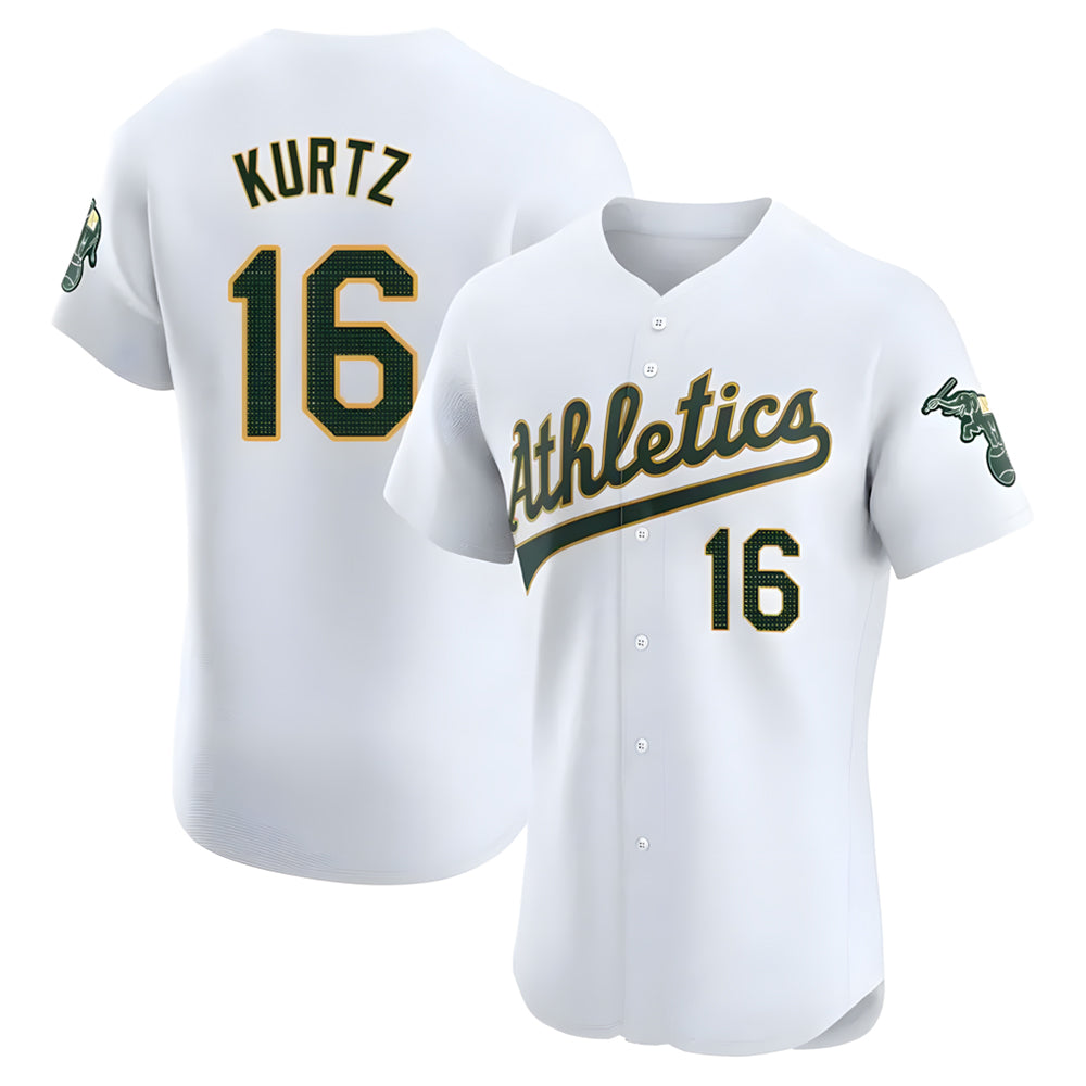 Tlead Athletics #16 Nick Kurtz Player White Elite Road Stitched Jerseys